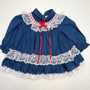Vintage Baby Togs Lace Polka Dot Dress